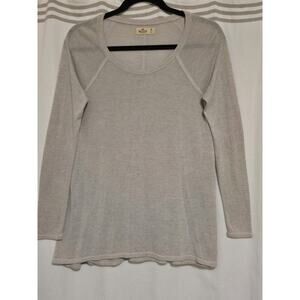 Hollister Women’s Beige Knit Top Sz M Minimalist Long Sleeve Y2K 90s Vibe